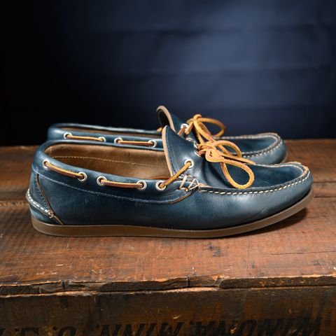 View photo of Oak Street Bootmakers Camp Moc in Horween Navy Chromexcel