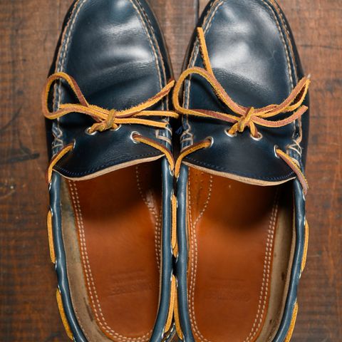 View photo of Oak Street Bootmakers Camp Moc in Horween Navy Chromexcel