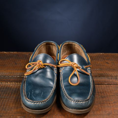 View photo of Oak Street Bootmakers Camp Moc in Horween Navy Chromexcel