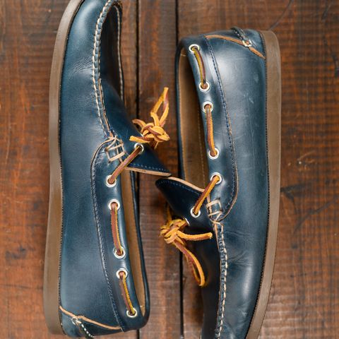 View photo of Oak Street Bootmakers Camp Moc in Horween Navy Chromexcel