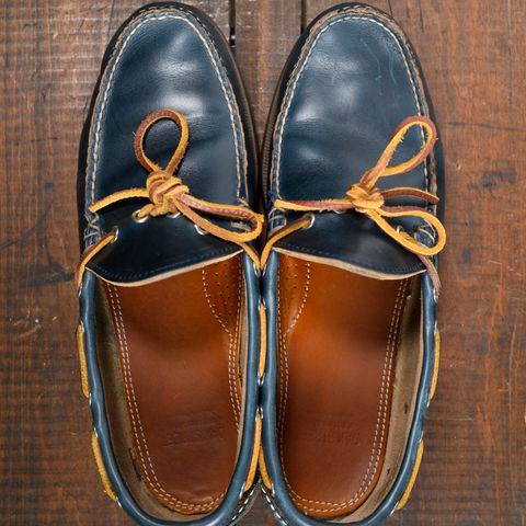 View photo of Oak Street Bootmakers Camp Moc in Horween Navy Chromexcel