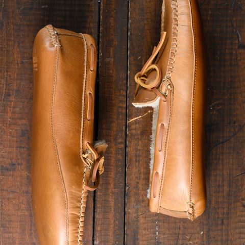 View photo of Oak Street Bootmakers Shearling House Moc in Horween Natural Chromexcel