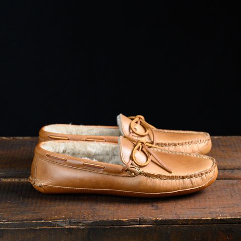 View photo of Oak Street Bootmakers Shearling House Moc in Horween Natural Chromexcel