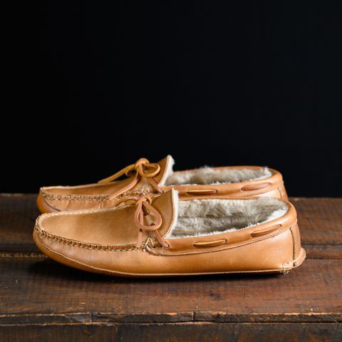 View photo of Oak Street Bootmakers Shearling House Moc in Horween Natural Chromexcel