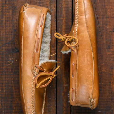 View photo of Oak Street Bootmakers Shearling House Moc in Horween Natural Chromexcel