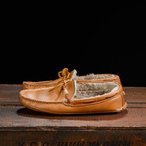 View photo of Oak Street Bootmakers Shearling House Moc in Horween Natural Chromexcel