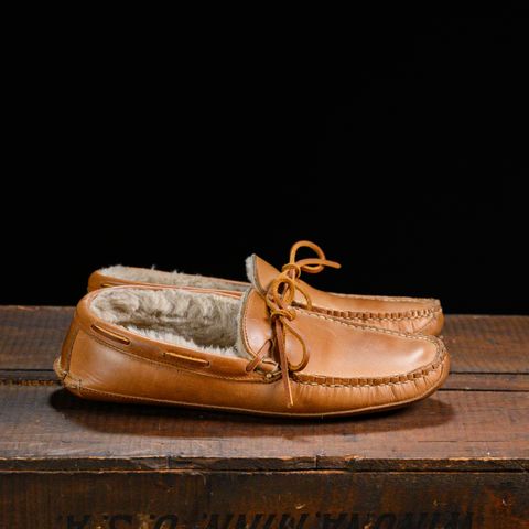 View photo of Oak Street Bootmakers Shearling House Moc in Horween Natural Chromexcel