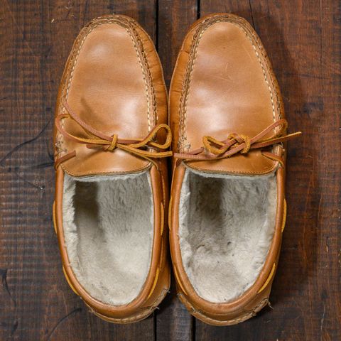 View photo of Oak Street Bootmakers Shearling House Moc in Horween Natural Chromexcel