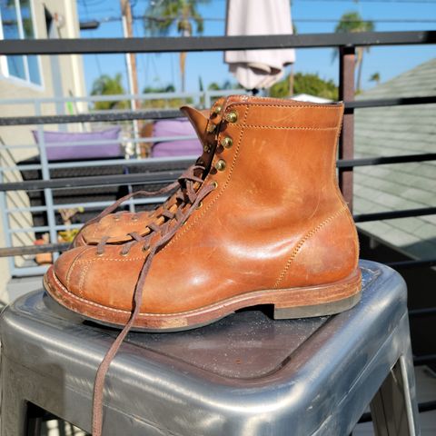 View photo of Flame Panda Monkey Boot in Maryam Natural Horsebutt