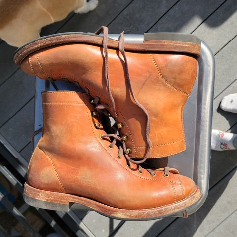 View photo of Flame Panda Monkey Boot in Maryam Natural Horsebutt