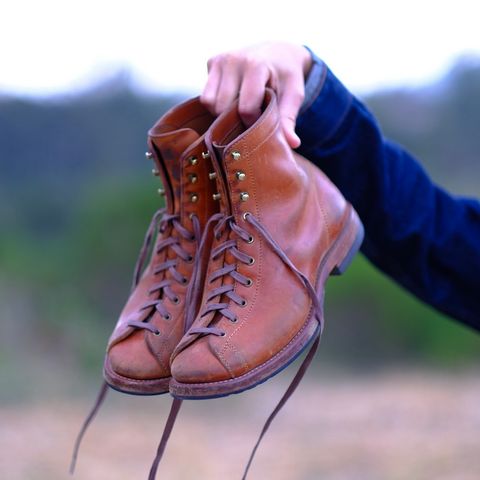 View photo of Flame Panda Monkey Boot in Maryam Natural Horsebutt