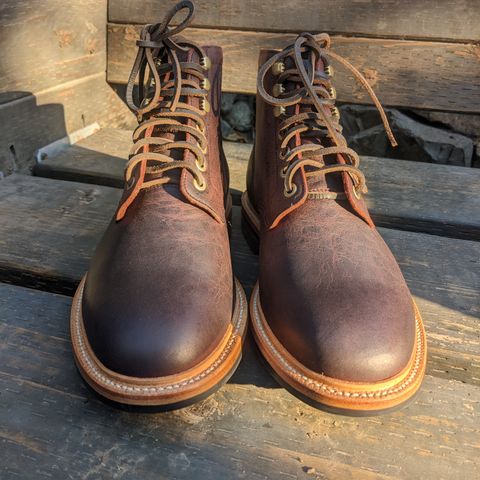 View photo of Grant Stone Diesel Boot in C.F. Stead Dark Burgundy Classic Kudu