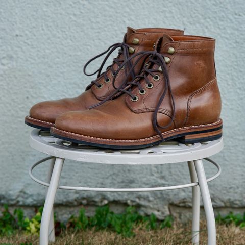 View photo of Grant Stone Nora Boot in Horween Dune Chromexcel