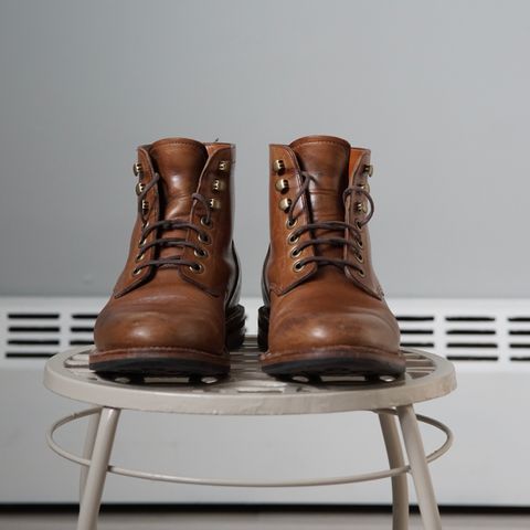 View photo of Grant Stone Nora Boot in Horween Dune Chromexcel