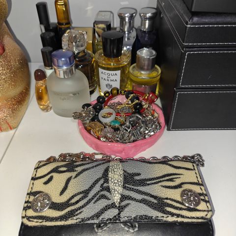 Black Lotus Leather Long Trucker Wallet in Stingray & Wickett & Craig Black English Bridle & Black Lizard