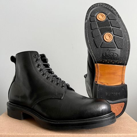 View photo of Unmarked All Purpose Boots in Cisne Black Vegetable-Tanned Bison