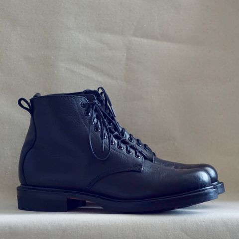 View photo of Unmarked All Purpose Boots in Cisne Black Vegetable-Tanned Bison