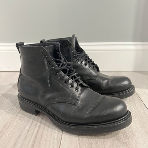 View photo of Unmarked All Purpose Boots in Cisne Black Vegetable-Tanned Bison