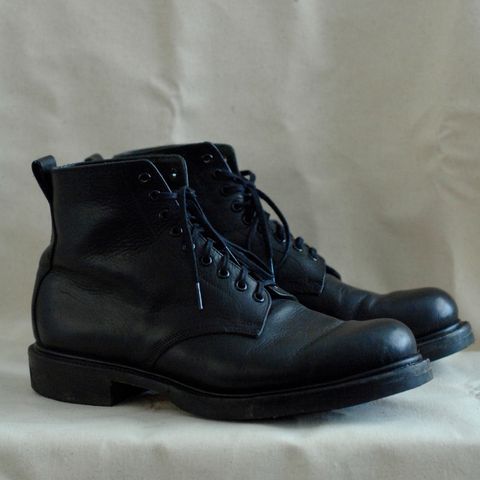 View photo of Unmarked All Purpose Boots in Cisne Black Vegetable-Tanned Bison