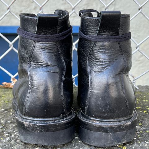 View photo of Unmarked All Purpose Boots in Cisne Black Vegetable-Tanned Bison