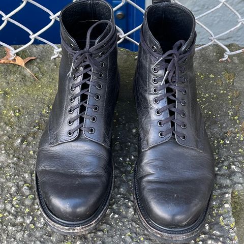 View photo of Unmarked All Purpose Boots in Cisne Black Vegetable-Tanned Bison