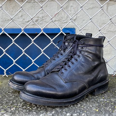 View photo of Unmarked All Purpose Boots in Cisne Black Vegetable-Tanned Bison