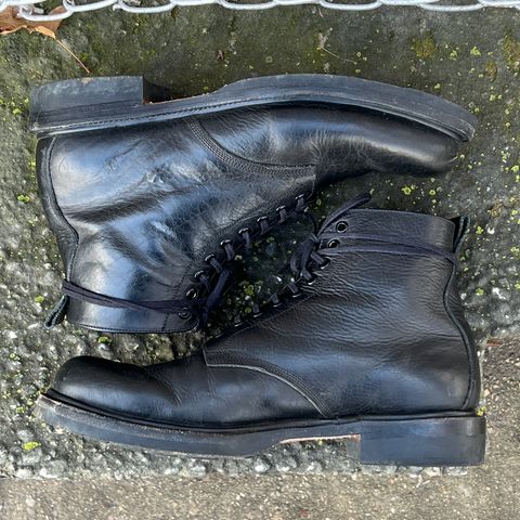 View photo of Unmarked All Purpose Boots in Cisne Black Vegetable-Tanned Bison