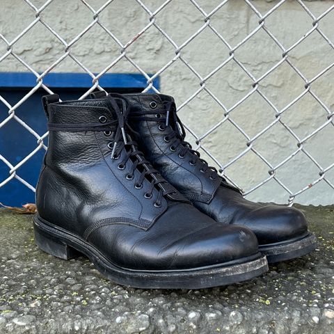 View photo of Unmarked All Purpose Boots in Cisne Black Vegetable-Tanned Bison