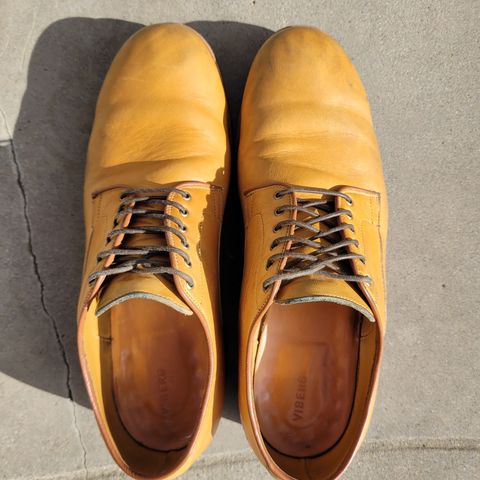 Viberg Derby Shoe in Shinki Camel Latigo Horsehide