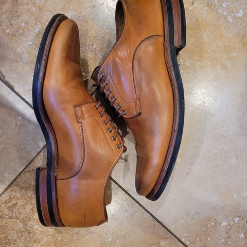 Viberg Derby Shoe in Shinki Camel Latigo Horsehide
