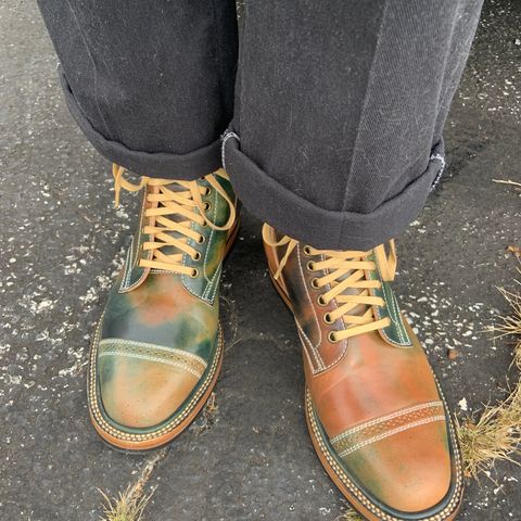 Flame Panda Service Boot in Horween Marbled Black Shell Cordovan
