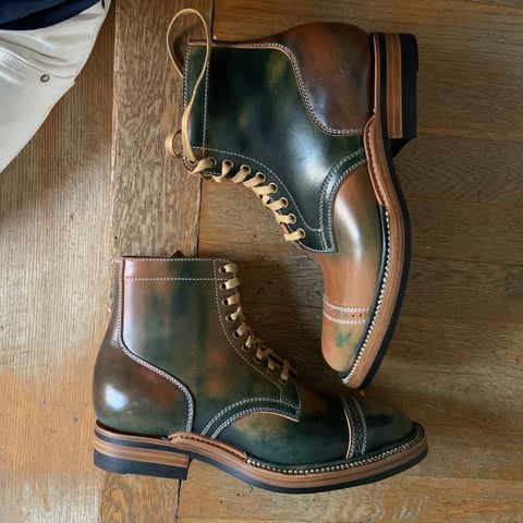 Flame Panda Service Boot in Horween Marbled Black Shell Cordovan