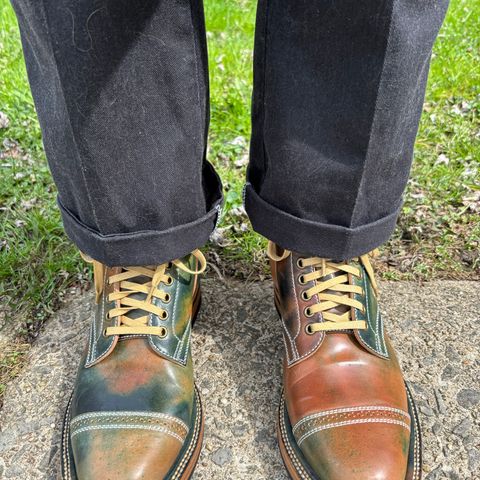 Flame Panda Service Boot in Horween Marbled Black Shell Cordovan