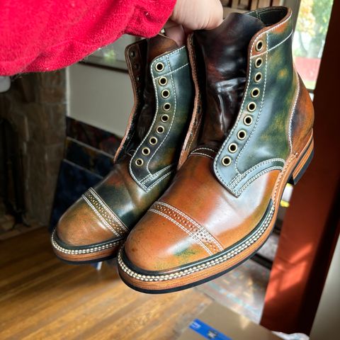 Flame Panda Service Boot in Horween Marbled Black Shell Cordovan