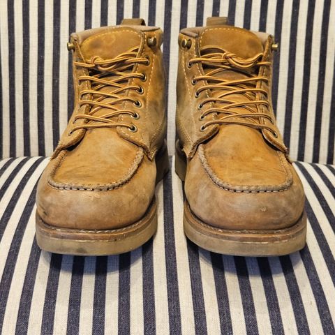 View photo of Golden Fox Golden Fox / 6" Moc Toe Wedge Pro Work Boots in Golden Fox / Nubuck