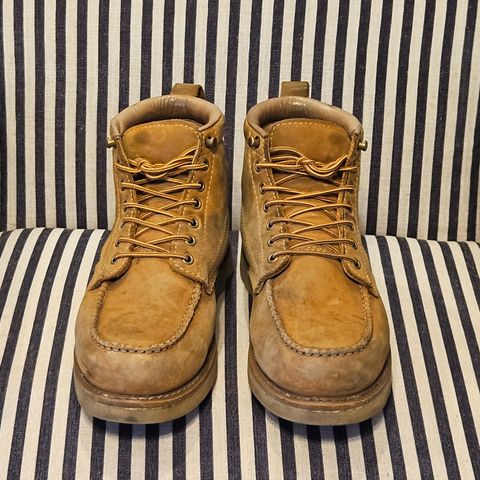 View photo of Golden Fox Golden Fox / 6" Moc Toe Wedge Pro Work Boots in Golden Fox / Nubuck