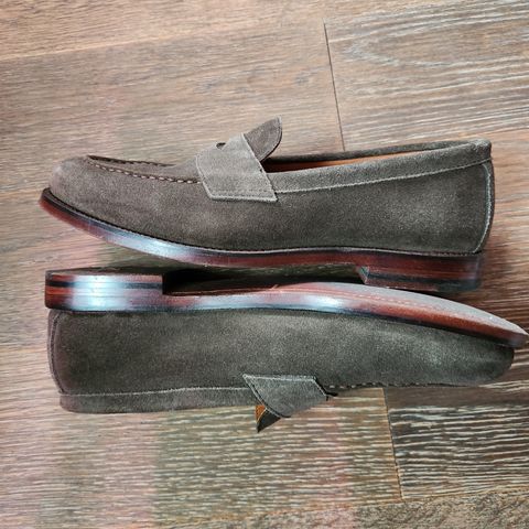 Grant Stone Traveler Penny in C.F. Stead Loden Janus Calf Suede