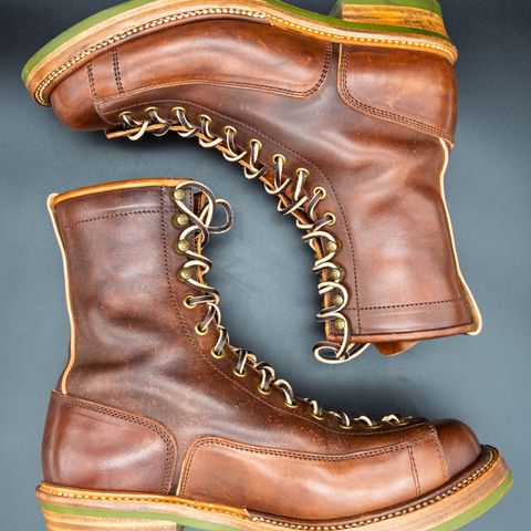 Flame Panda Monkey Boot in Maryam Natural Horsebutt Overdyed Brown then Black