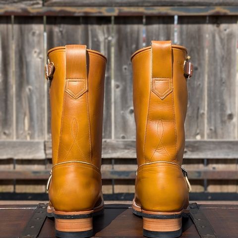 View photo of Bright Shoemakers Engineer Boot in Horween English Tan Cavalier (Chromexcel Variant)