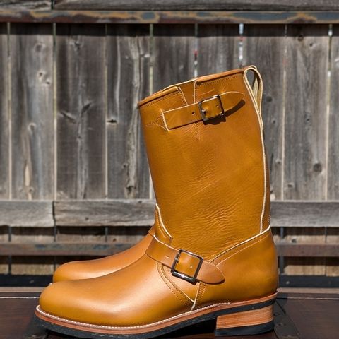 View photo of Bright Shoemakers Engineer Boot in Horween English Tan Cavalier (Chromexcel Variant)