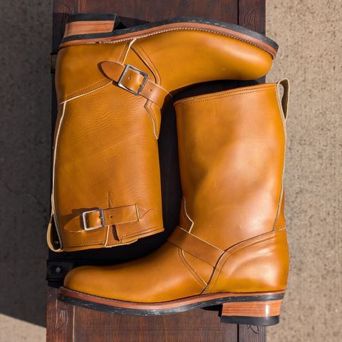 View photo of Bright Shoemakers Engineer Boot in Horween English Tan Cavalier (Chromexcel Variant)