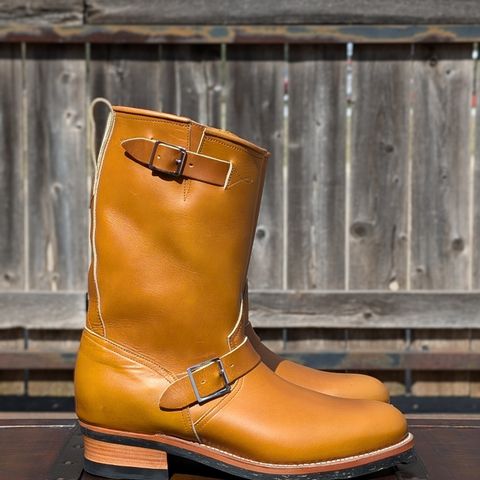 View photo of Bright Shoemakers Engineer Boot in Horween English Tan Cavalier (Chromexcel Variant)