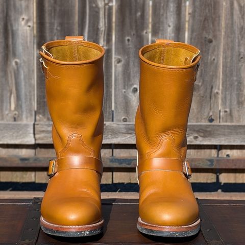 View photo of Bright Shoemakers Engineer Boot in Horween English Tan Cavalier (Chromexcel Variant)