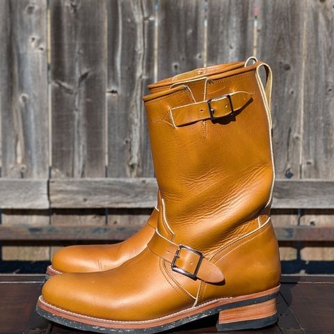 View photo of Bright Shoemakers Engineer Boot in Horween English Tan Cavalier (Chromexcel Variant)