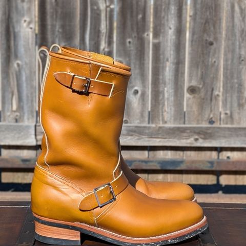 View photo of Bright Shoemakers Engineer Boot in Horween English Tan Cavalier (Chromexcel Variant)