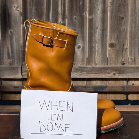 View photo of Bright Shoemakers Engineer Boot in Horween English Tan Cavalier (Chromexcel Variant)