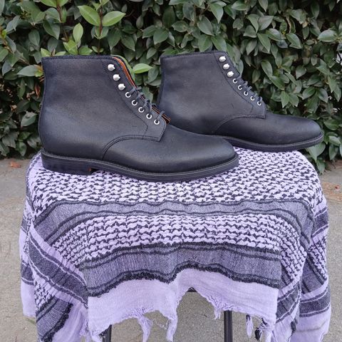 Grant Stone Edward Boot in C.F. Stead Black Waxy Commander Suede