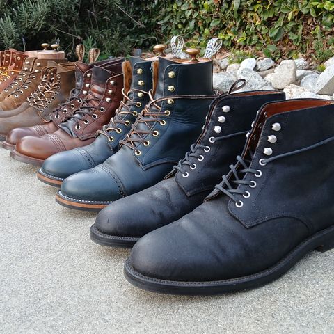Grant Stone Edward Boot in C.F. Stead Black Waxy Commander Suede