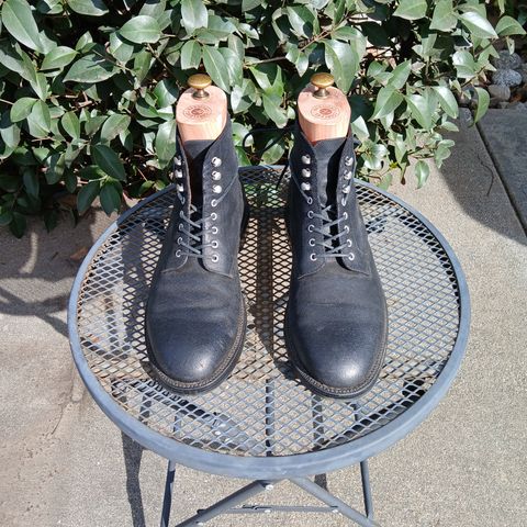 Grant Stone Edward Boot in C.F. Stead Black Waxy Commander Suede