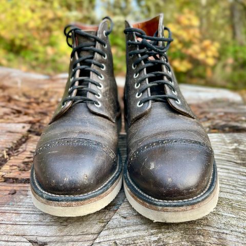 View photo of Grant Stone Garrison Boot in Black Waxed Deer